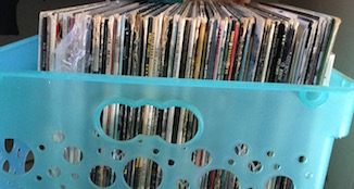 crate of LPs